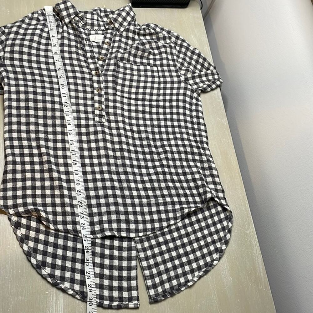 Anthropologie gingham checkered flannel tunic blouse - Picture 5 of 7